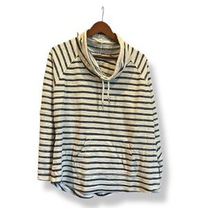 [Style & Co. Sport] Navy and Cream Striped Knit Funnel Neck Pullover
